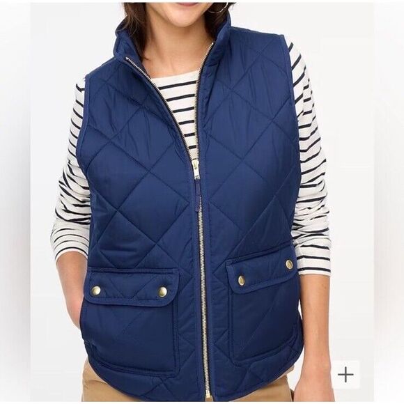 J. Crew Jackets & Blazers - NEW J. CREW Vest‎ Women XS Quilted Full Zip Snap Pockets BU262 Blue
